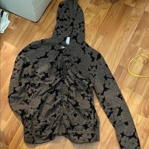 Lucy Activewear Floral Black and Brown Hoodie Size M